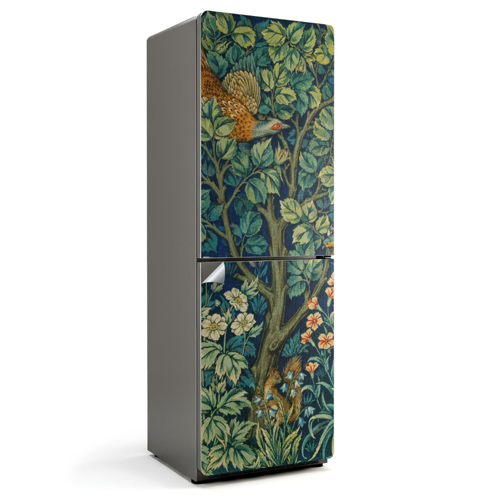 Samoprzylepna naklejka na lodówkę Leśny krajobraz z fauną