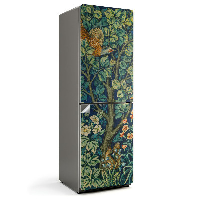 Samoprzylepna naklejka na lodówkę Leśny krajobraz z fauną