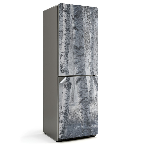 Okleina na lodówkę Zamglony brzozowy las