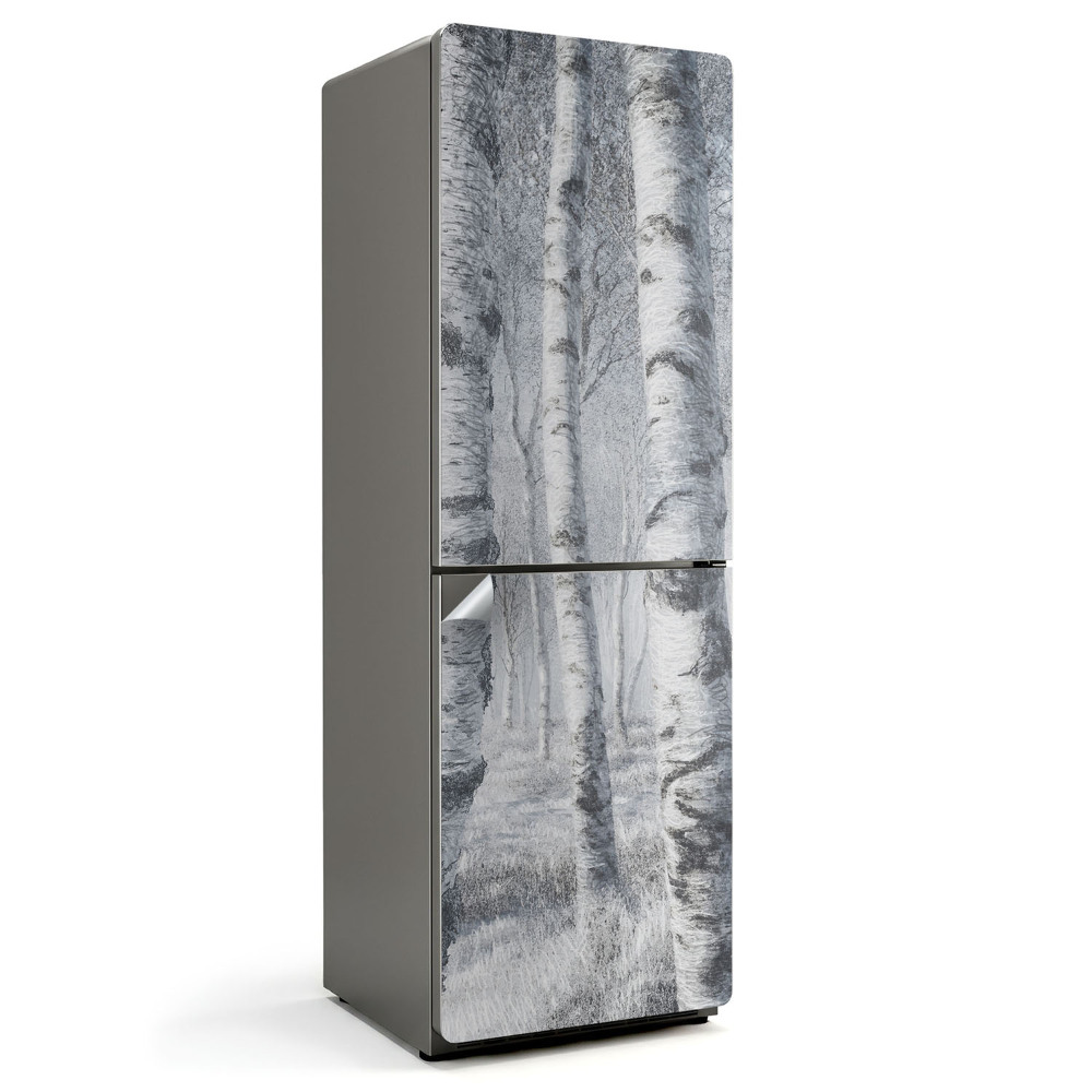 Samoprzylepna naklejka na lodówkę Leśny krajobraz z drzewami