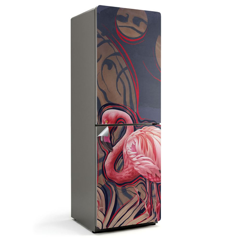 Okleina na lodówkę Flaming w tropikalnym stylu