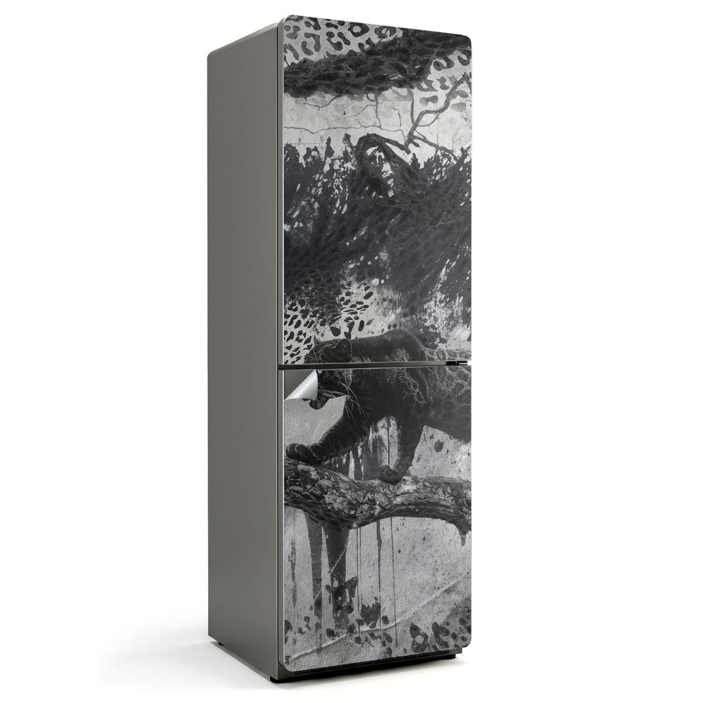 Naklejka tapeta na lodówkę Pantera na gałęzi