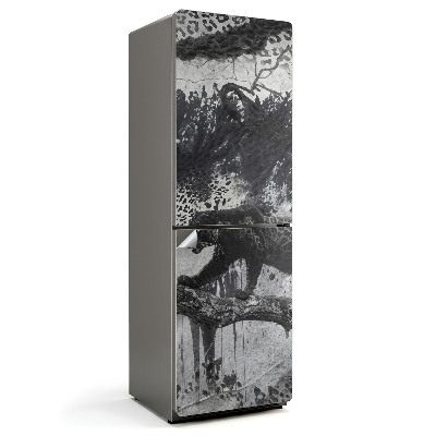 Naklejka tapeta na lodówkę Pantera na gałęzi