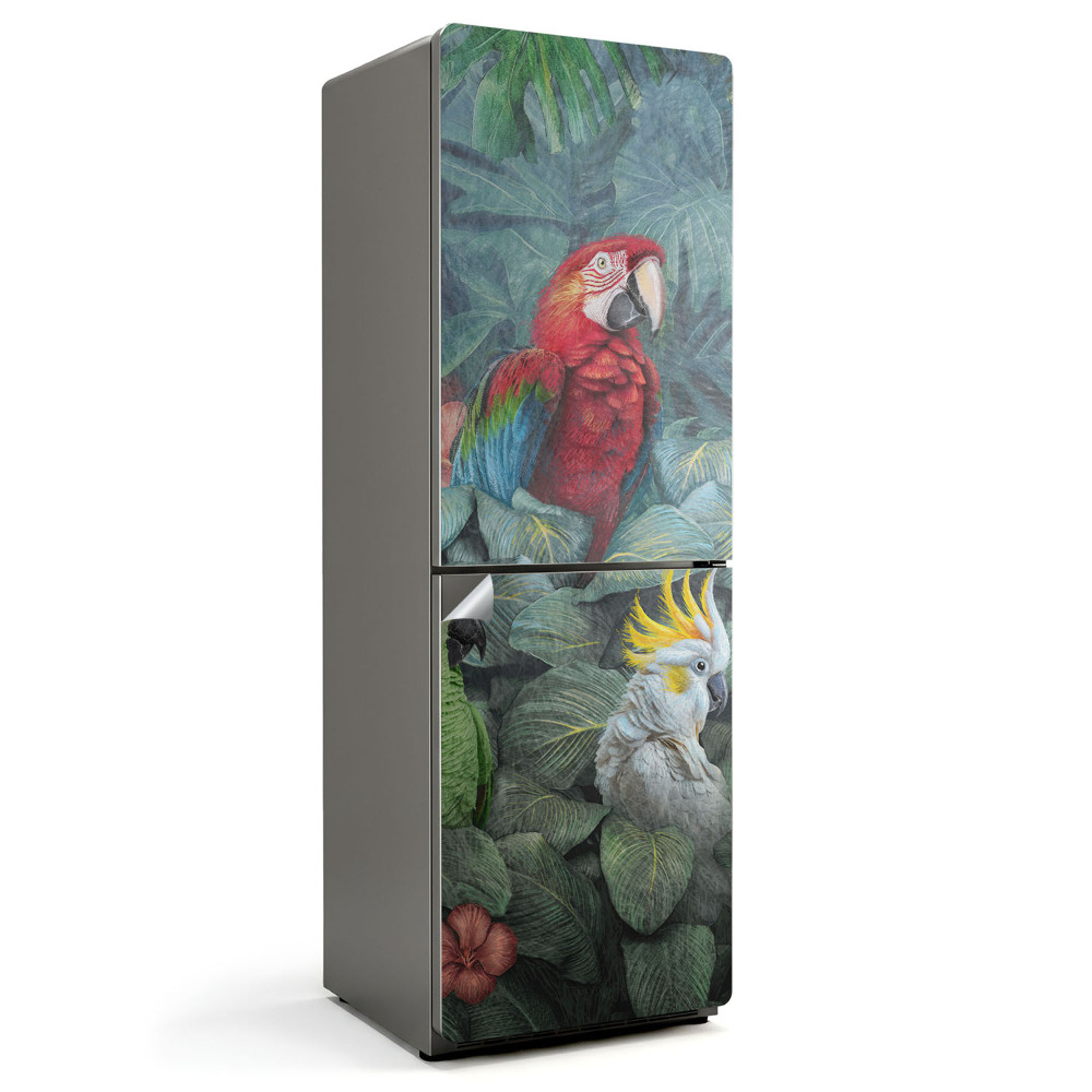 Samoprzylepna naklejka na lodówkę Tropikalne ptaki w dżungli