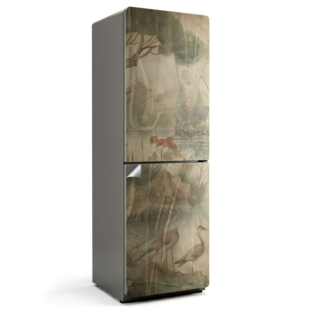 Naklejka na lodówkę Spokojny krajobraz z ptakami