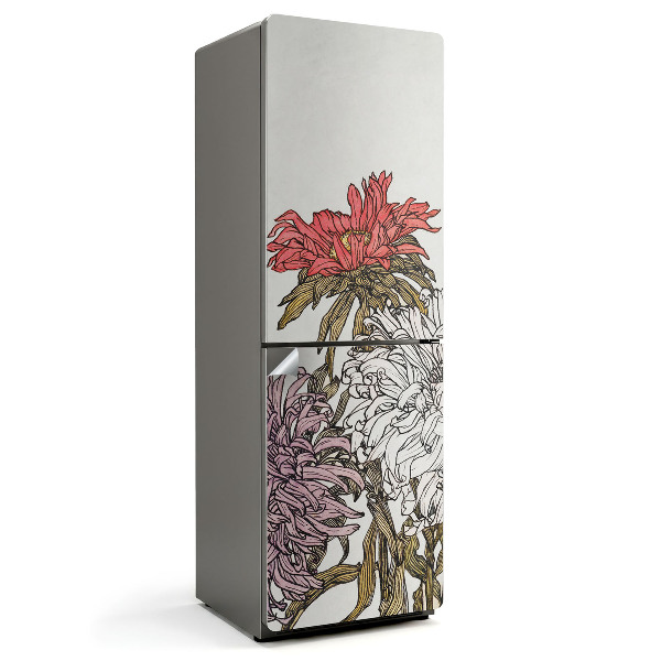 Samoprzylepna naklejka na lodówkę Kwiatowy wzór z detalami