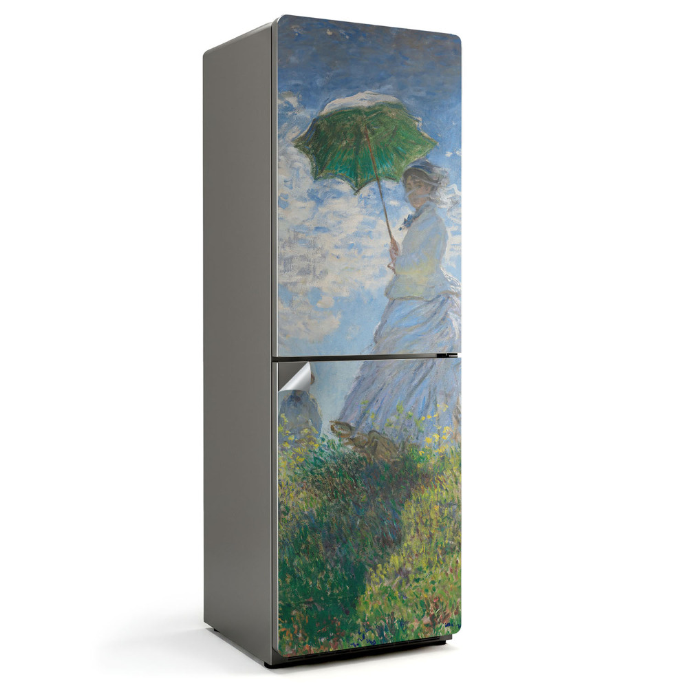 Naklejka tapeta na lodówkę Kobieta z parasolką