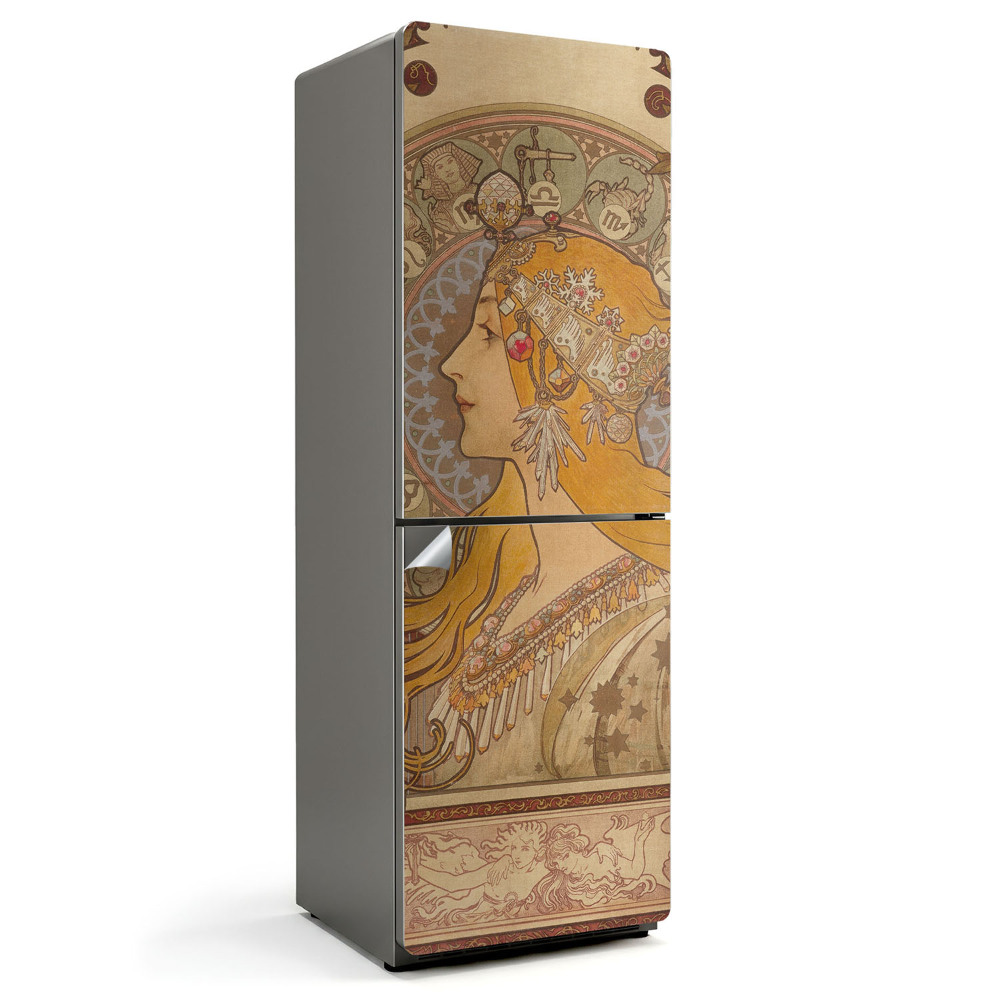 Samoprzylepna naklejka na lodówkę Alfons Mucha portret kobiety