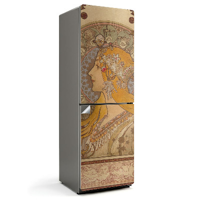 Samoprzylepna naklejka na lodówkę Alfons Mucha portret kobiety
