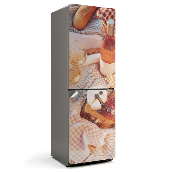Okleina na lodówkę Piknik z serem i winem