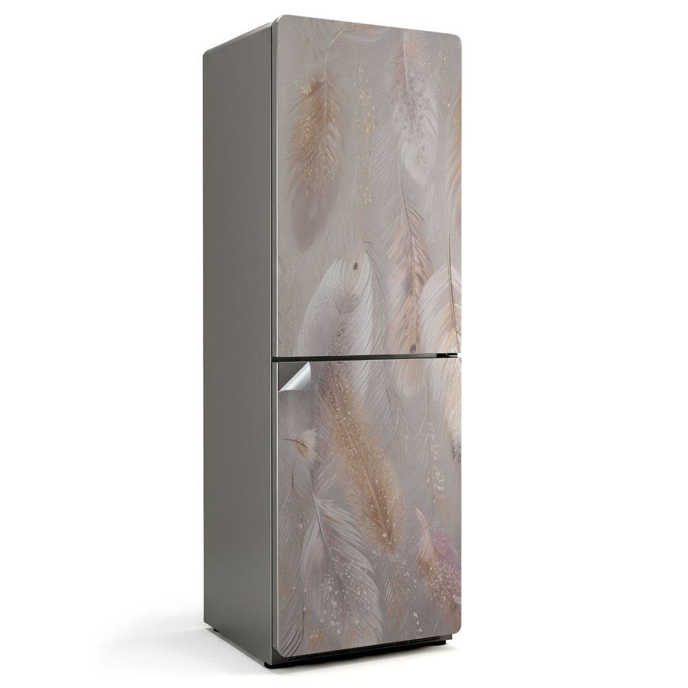 Okleina na lodówkę Delikatne pióra na tle