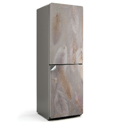 Okleina na lodówkę Delikatne pióra na tle