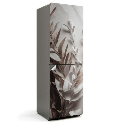 Naklejka tapeta na lodówkę Papierowe liście na tkaninie