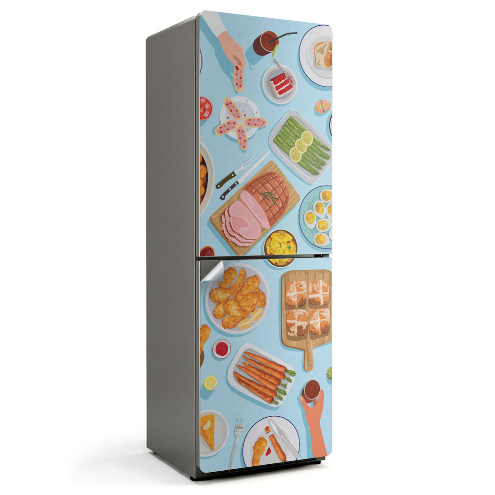 Samoprzylepna naklejka na lodówkę Ilustracja uczty na stole