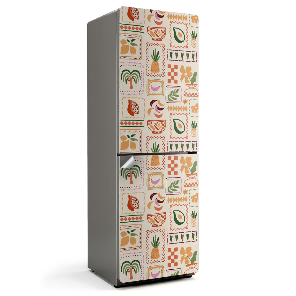 Samoprzylepna naklejka na lodówkę Wzory roślinne i geometryczne