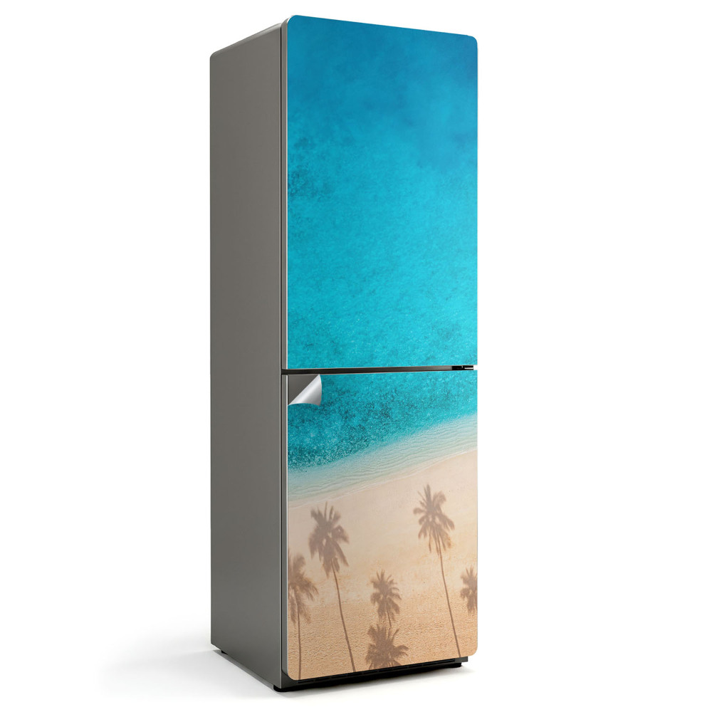 Okleina na lodówkę Plaża z cieniami palm