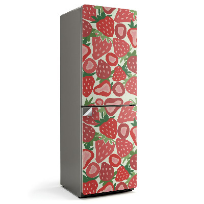 Naklejka tapeta na lodówkę Geometryczny wzór z truskawek