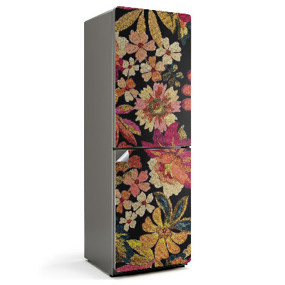 Naklejka tapeta na lodówkę Kwiatowy wzór haftu