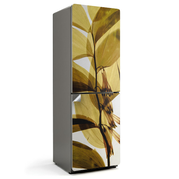 Samoprzylepna naklejka na lodówkę Przezroczyste liście i kwiaty