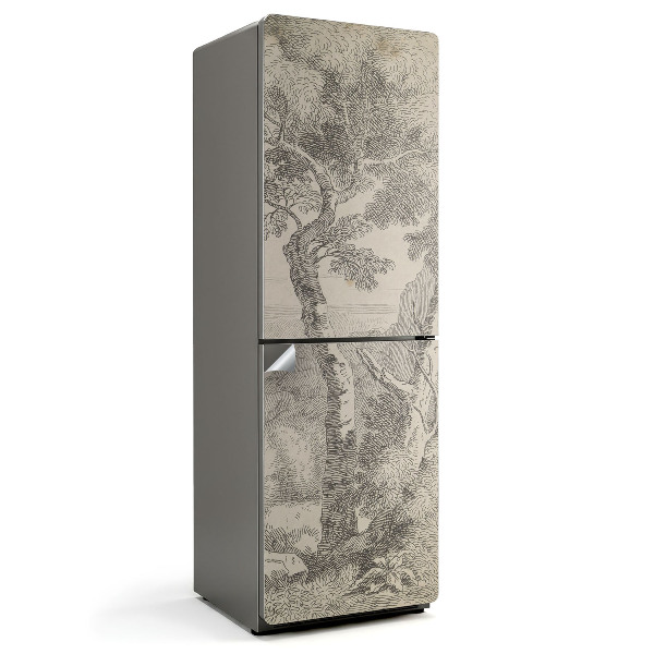 Samoprzylepna naklejka na lodówkę Archaiczny szkic drzewa