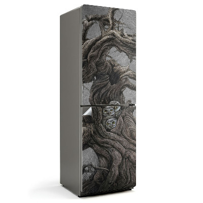 Naklejka na lodówkę Sowy w dziupli drzewa