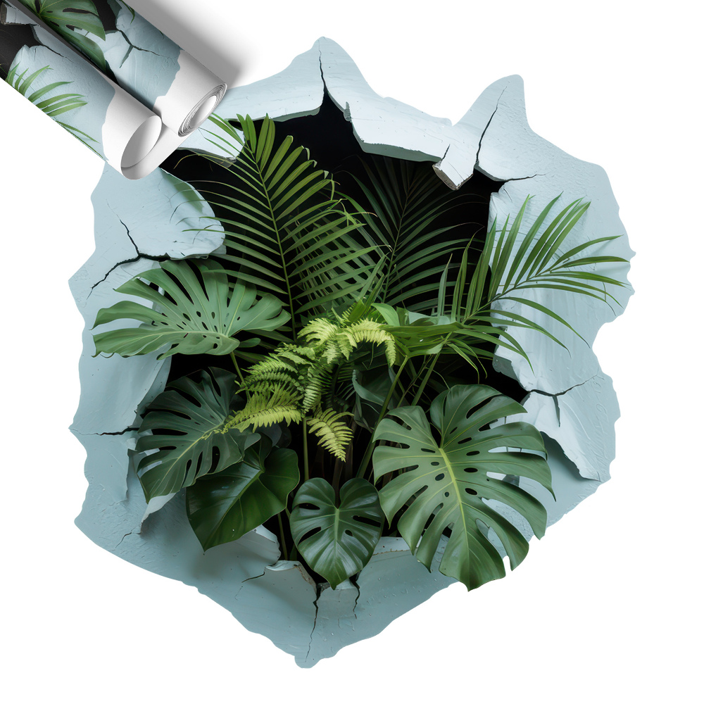 Naklejka na ścianę dziura 90x100 Roślinna eksplozja