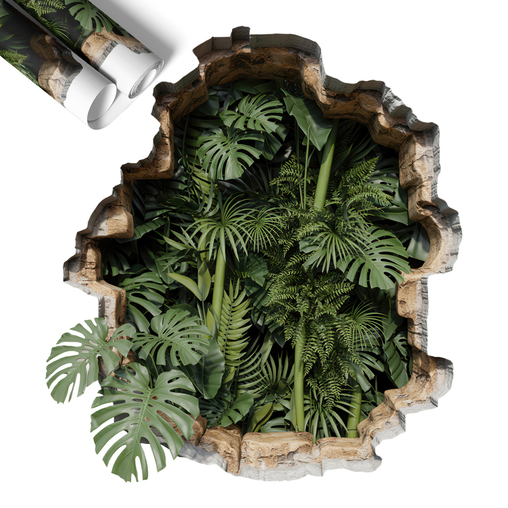 Naklejka na ścianę dziura 92x100 Tropikalna natura