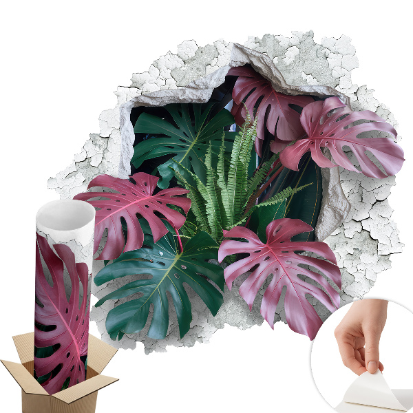 Naklejka na ścianę dziura 100x91 Tropikalna kompozycja