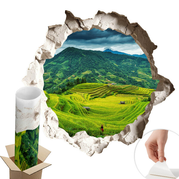 Naklejka na ścianę dziura 100x95 Zielone tarasy