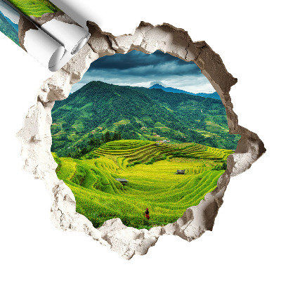 Naklejka na ścianę dziura 100x95 Zielone tarasy