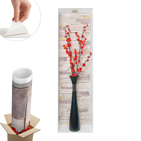 Ozdobna naklejka na ścianę 3D 29x100 Kwiaty kamienie