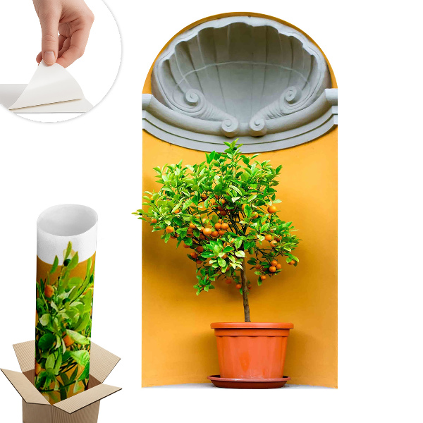 Ozdobna naklejka na ścianę 3D 55x100 Pomarańczowe drzewko