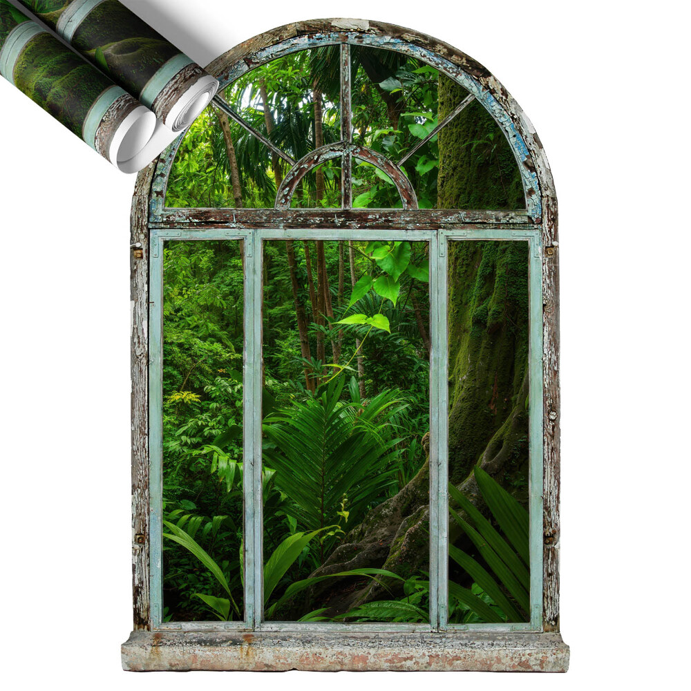Tapeta 3D widok z okna 89x130 Tropikalne okno.