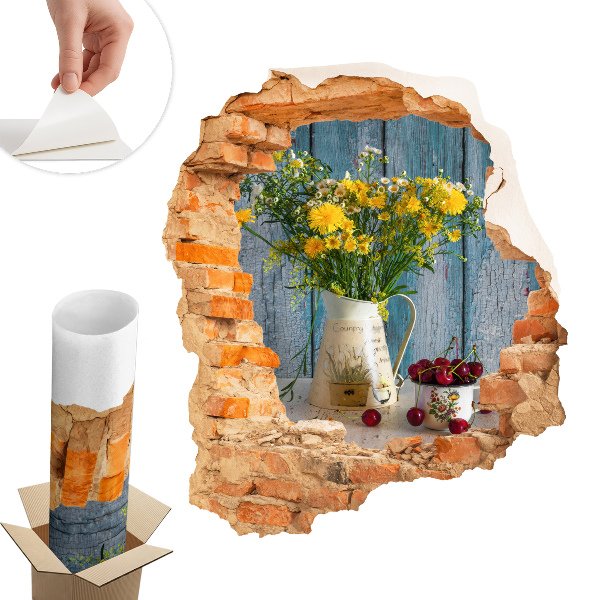 Naklejka na ścianę dziura 3D 111x130 Wiejski pejzaż