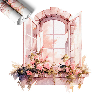 Tapeta 3D widok z okna 124x130 Rustykalne okno