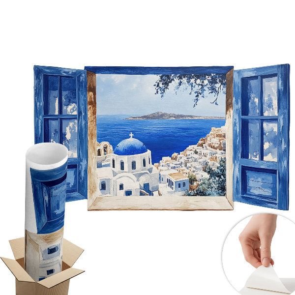Tapeta 3D widok z okna 130x75 Grecki krajobraz