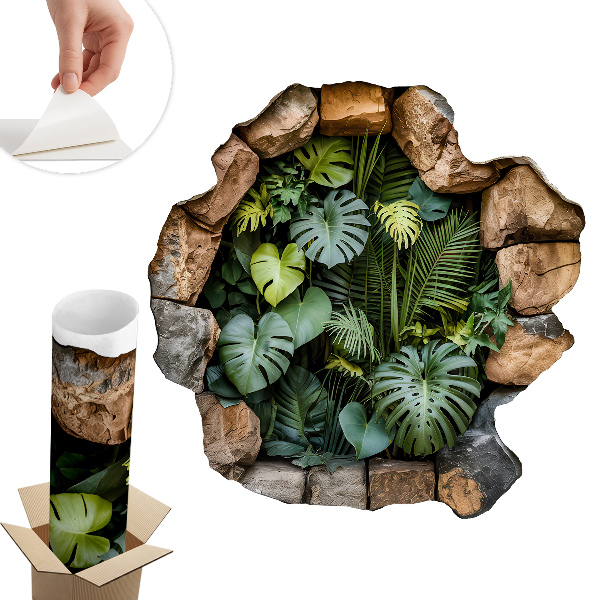 Naklejka na ścianę dziura 3D 130x130 Tropikalna oaza