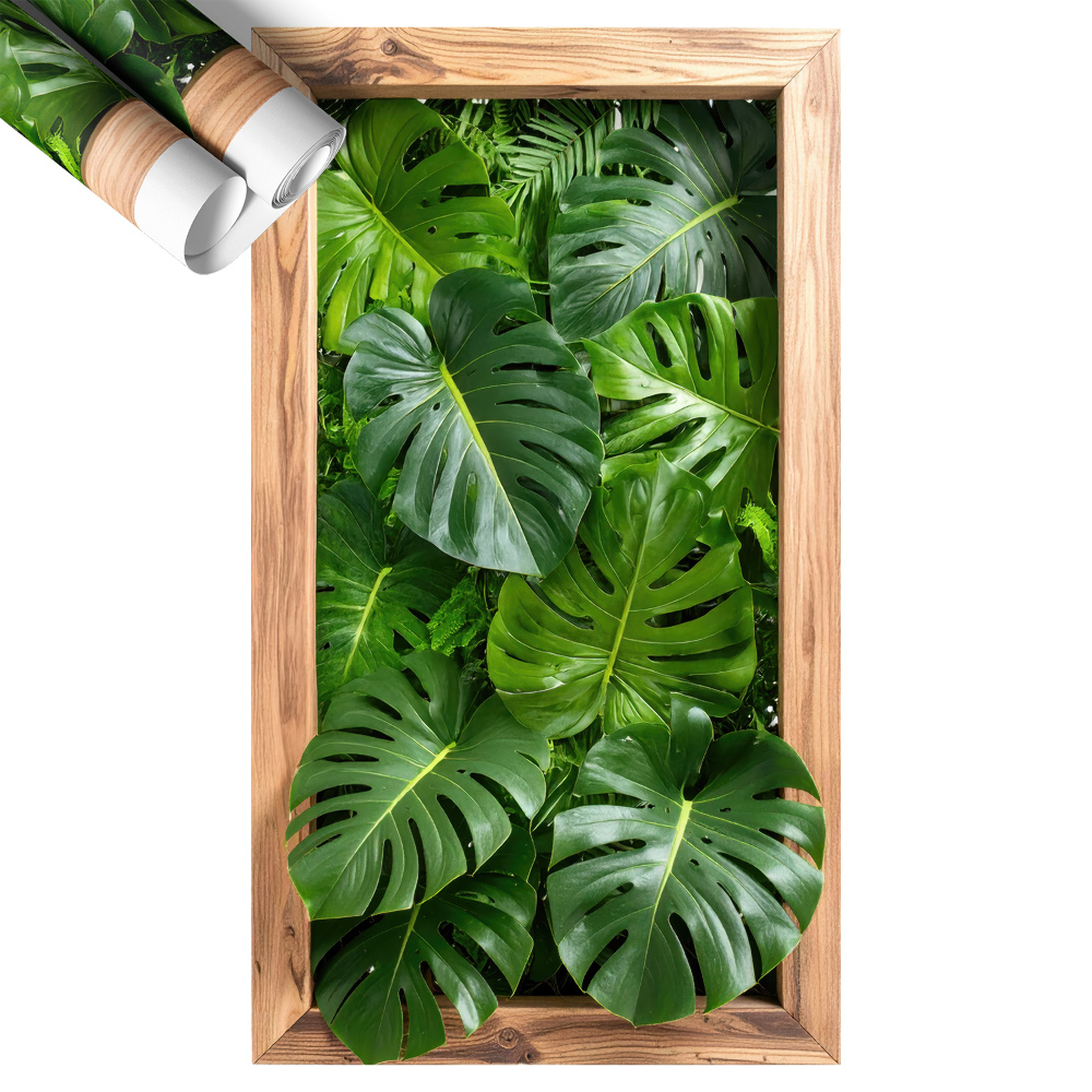 Tapeta 3D widok z okna 74x130 Liście monstery