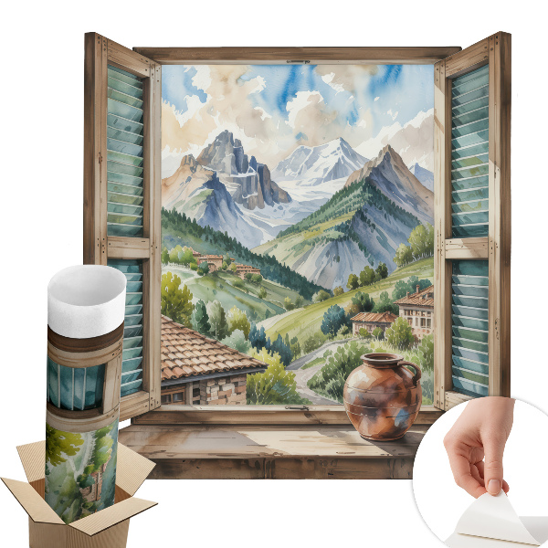 Tapeta 3D widok z okna 130x120 Górski pejzaż