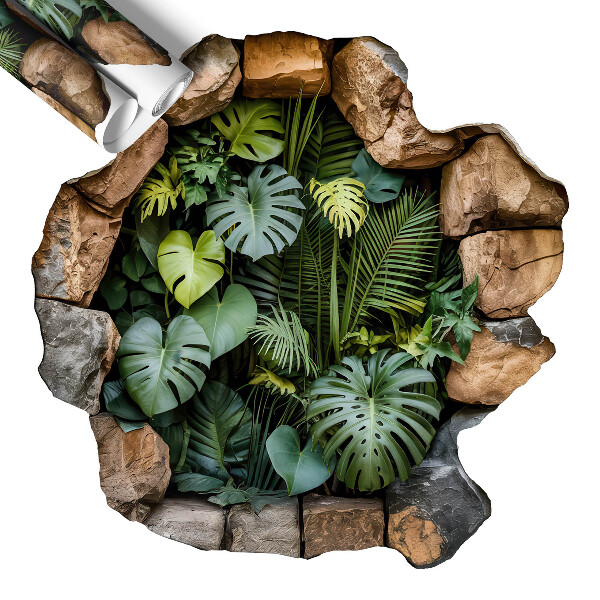 Naklejka dziura w ścianie 60x60 Tropikalna oaza
