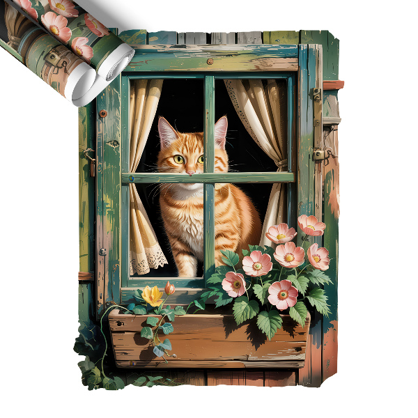 Fototapeta okno 3D 45x60 Kotek w oknie