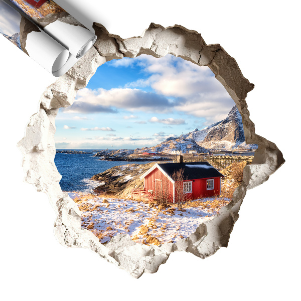 Naklejka dziura w ścianie 60x57 Zimowy pejzaż