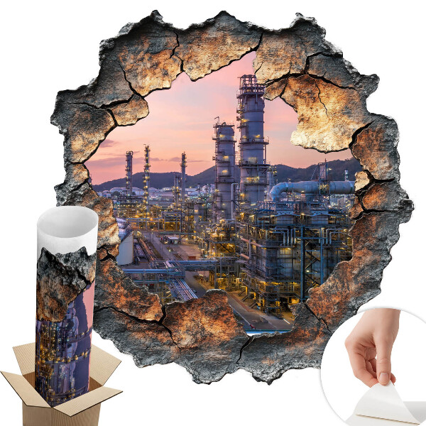 Naklejka 3D dziura 78x80 Wieże rafinerii