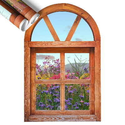 Naklejka okno 3D 52x80 Kwiatowe okno