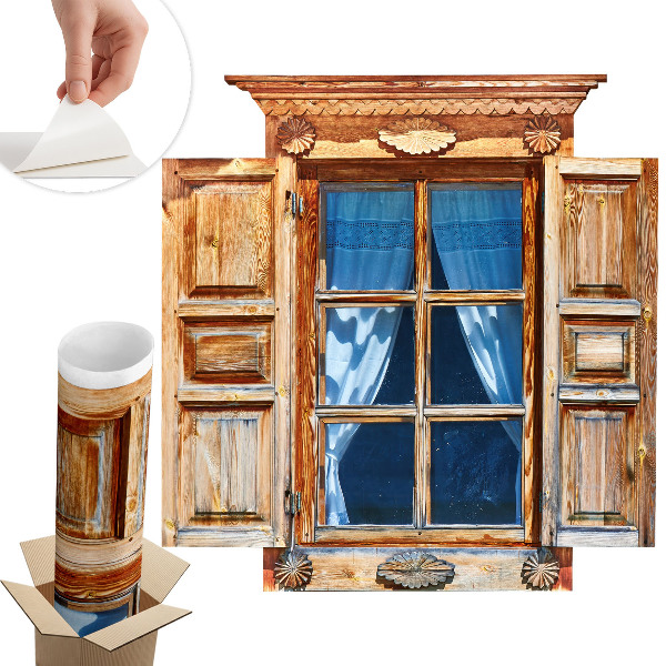 Naklejka okno 3D 77x80 Rustykalne okno