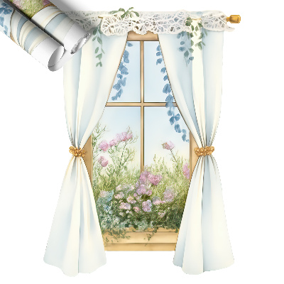 Naklejka okno 3D 58x80 Zasłony z widokiem