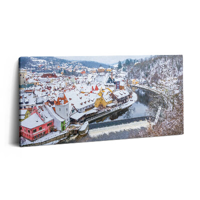 Fotoobraz canvas 100x50 Panorama miasta Krumlov zimą