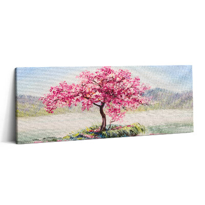 Obraz canvas 125x50 Mozaika przedstawiająca kwitnące drzewo kochanków