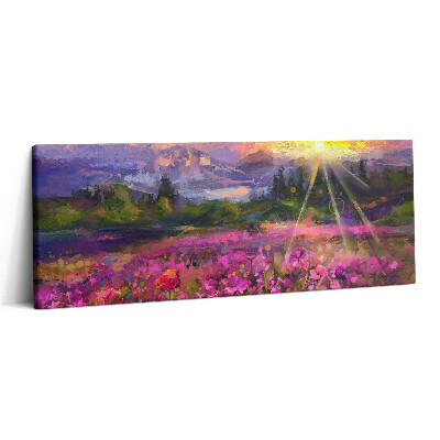 Obraz canvas 125x50 Łąka o zachodzie słońca