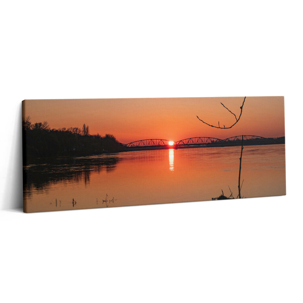 Fotoobraz canvas 125x50 Krajobraz jeziora o zachodzie słońca